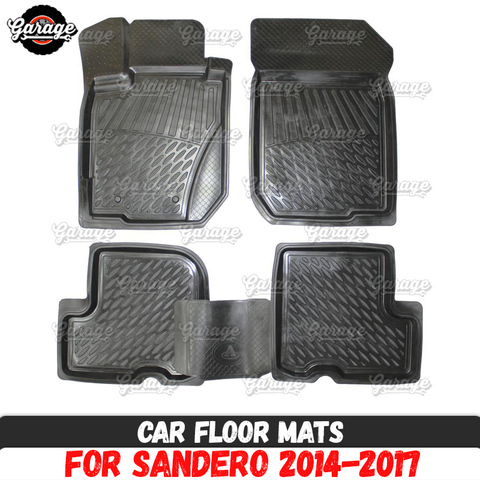 Car floor mats for Renault Sandero 2014-2017 rubber 1 set / 4 pcs or 2 pcs accessories protect of carpet car styling decoration ► Photo 1/5