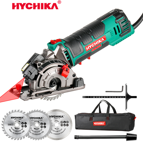 HYCHIKA 500W Electric Mini Circular Saw With Laser 120V/220V Multifunctional Electric Saw DIY Power Tool For Cut Wood,PVC tube ► Photo 1/6