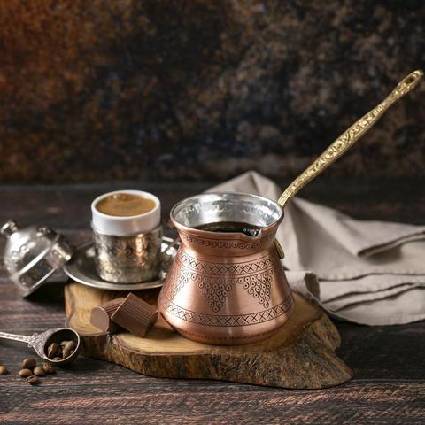 Turkish Coffee Copper Pot & Best Quality Copper Coffee Pot for Turkish Coffee, Turkish Ibrik Coffee maker, Grape Embroidered Cop ► Photo 1/1