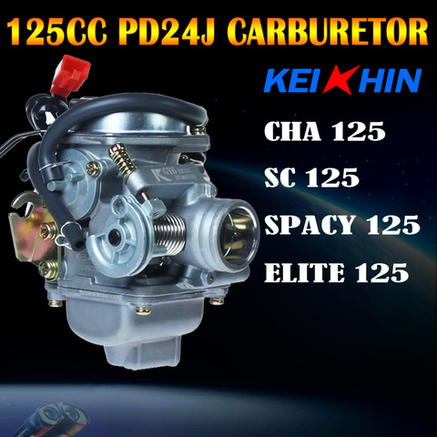 GY6 125cc 150cc PD24J 24mm 4-Stroke Scooter Carburetor SPACY CHA125 ELITE SC125 WH125 SILKY125 motorcycle ATV Go Kart Moped ► Photo 1/6