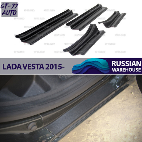 Guard covers of door sills for Lada Vesta 2015- protective molding interior material ABS plastic styling tuning pad sill ► Photo 1/6