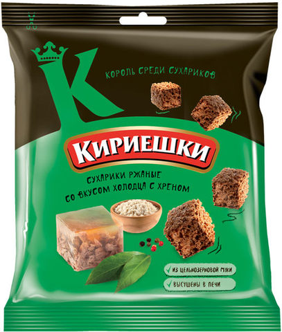 «Кириешки», сухарики со вкусом холодца с хреном, 40 г ► Photo 1/1