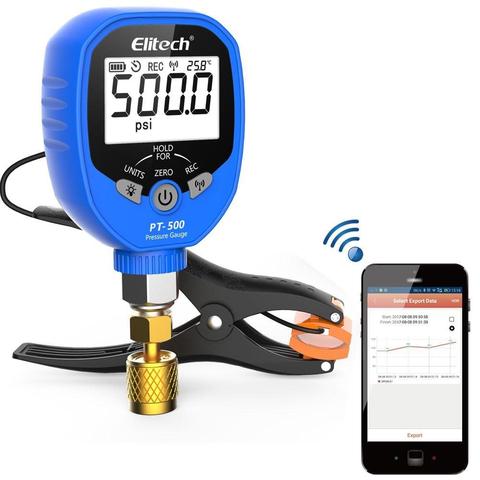 Elitech PT-500 Wireless Refrigeration Pressure Gauge HVAC A/C Pressure Temperature Gauge with Removable Temperature Test Clip 1/ ► Photo 1/2