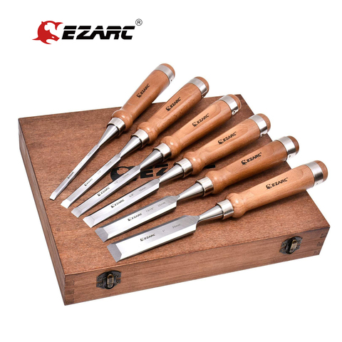 EZARC 6pc Wood Chisel Set for Woodworking CRV Steel with Walnut Handle in Wooden Premium Box ► Photo 1/6