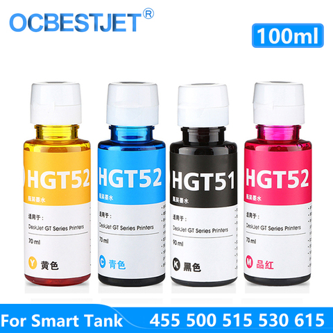 100ML/Bottle New Improved Refill Dye Ink Bottle For HP Smart Tank 450 455 500 510 515 516 519 530 610 615 Inkjet Printer GT51 ► Photo 1/6