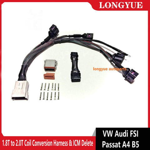 1.8T to 2.0T Coil Conversion Harness & ICM Delete for VW Audi FSI Passat A4 B5  (3 to 4 contacts) ► Photo 1/6