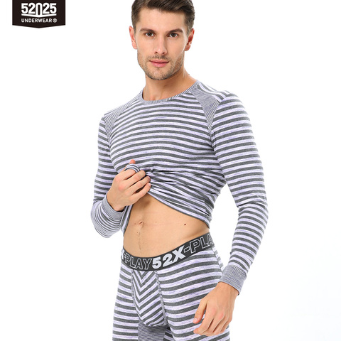 52025 Men Thermal Underwear Striped Underwear Viscose Modal Soft Light Long Johns Streamlined Fit Sport Comfortable Men Thermals ► Photo 1/6