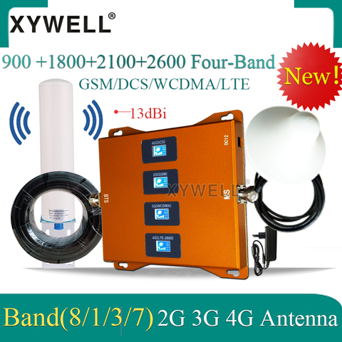 Hot! 900 1800 2100 2600mhz Cell Phone Booster Four Band Mobile Signal Amplifier 2G 3G 4G LTE Cellular Repeater LTE GSM DCS WCDMA ► Photo 1/6