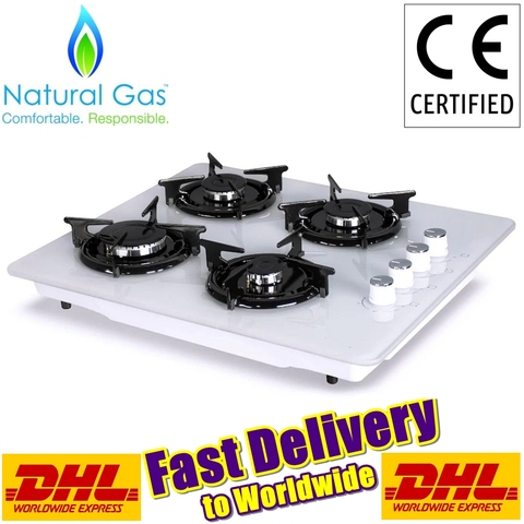 WHITE GLASS NEW DESIGN Natural Gas Built-in 4 Burner Kitchen Cooktop Stoves built in Hob Cooking Appliance Cookware Gas Cooker ► Photo 1/4