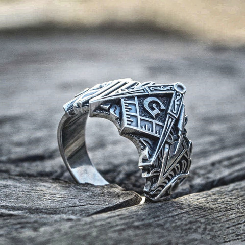 EYHIMD Men Freemason Ring Stainless Steel Masonic Symbol Rings Freemasonry Knights Templar Jewelry ► Photo 1/4