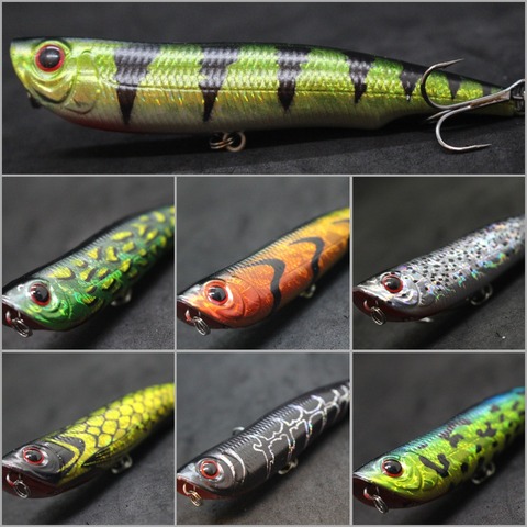 wLure 10cm 17g Long Casting Topwater Popper Walking Lure 2 #4 Treble Hooks Floating Bait 3D Hard Eyes Fishing Lure W622 ► Photo 1/6