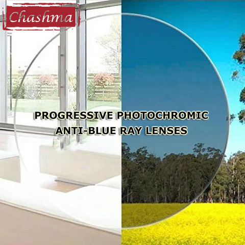 Digital Anti  Blue Ray Progressive Photochromic Lenses Free Form Wide Field Chameleon Lens Dark Sunglasses Close and Far ► Photo 1/6