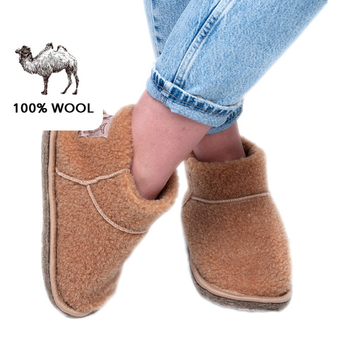 Uggs homemade from camel wool woollamb men's home slippers made of sheepskin, women's boots fashion Home shoes Chuni, merino merinos natural high slippers ugg gift with fur ► Photo 1/6