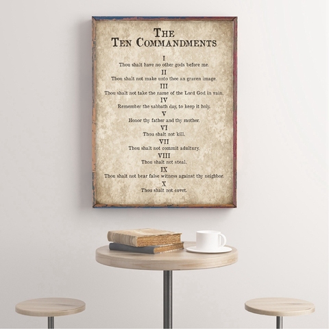 Exodus 20 Print Ten Commandments Christian Poster Vintage Wall Art Canvas Painting Antique Bible Verse Picture Farmhouse Decor ► Photo 1/6