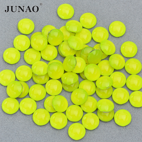 JUNAO 4mm 12mm Neon Yellow Round Crystal Rhinestone Applique Flat Back Nail Crystal Non Sewing Stones Scrapbook Strass Crafts ► Photo 1/6