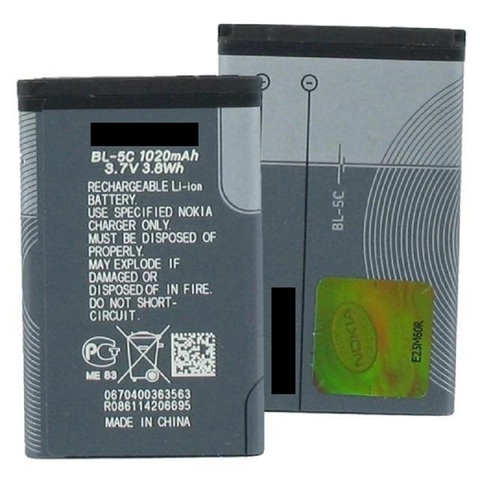 Lithium Li-Po 3.7V 1020 mAh Battery BL-5C BL 5C for Nokia 1100 130 130 dual 150 205 ► Photo 1/2