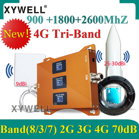 4G CellphoneRepeater 900 1800 2600mhz Tri-Band Cellular Amplifier 2g 3g 4g signal Repeater 4G Mobile Signal Booster GSM DCS LTE ► Photo 1/6