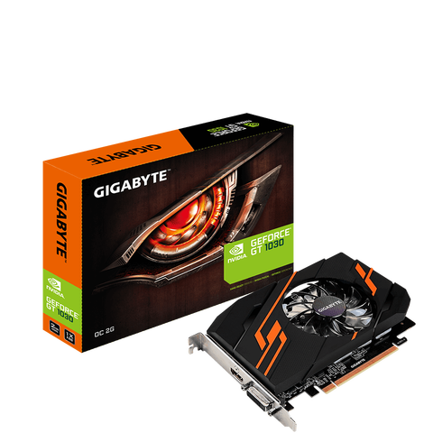 Graphics card gigabyte NVIDIA GeForce GT 1030 1544MHz 2048MB 6008MHz 64 bit RTL [gv-n1030oc-2gi] ► Photo 1/4