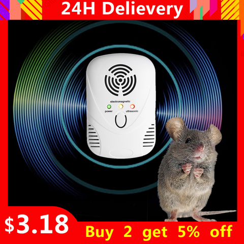 Electronic Ultrasonic/Electromagnetic Wave Mouse Repeller Rat Repellent Pests with Nightlight Adjustable Wave Frequency ► Photo 1/6