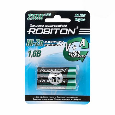 Battery robiton 1.6 V, 1500 mAh (2500 MWh) finger AA/NR6, NiZn ( 2 pcs per pack) Rechargeable 1.6 v ► Photo 1/1