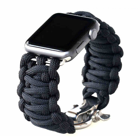 Nylon strap For Apple watch band 44mm 40mm 42mm 38mm Outdoors Sport Survival Rope belt correas Bracelet iWatch series 3 4 5 se 6 ► Photo 1/6