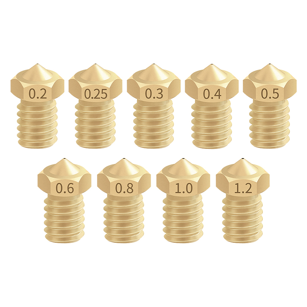 1.75/3mm For E3D 3D Printer Extruder Brass Nozzle 0.2/0.3/0.4/-1.2mm M6 Thread 