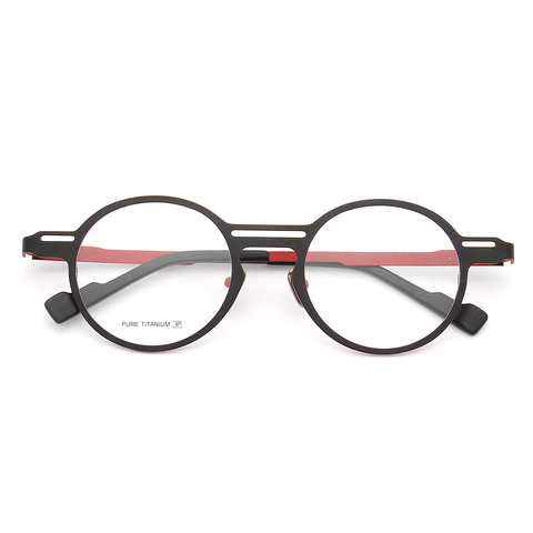 Women Round Premium Pure Titanium glasses frame for men Retro eyeglasses frames Fashion DoubleBridge High quality eyeglass frame ► Photo 1/1