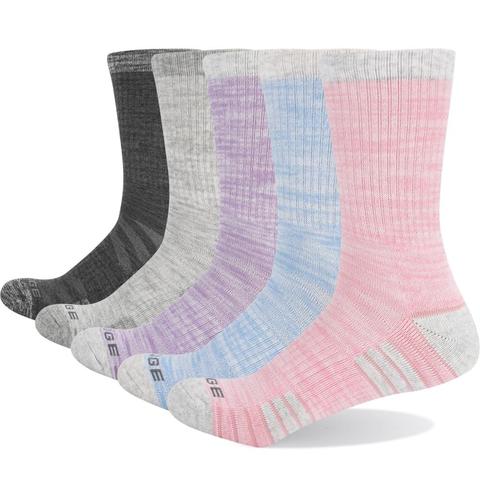 YUEDGE Women's Wicking Cushion Cotton Crew Socks Outdoor Walking backpacking Athletic Sports Casual Hiking Socks(5 Pairs/Pack) ► Photo 1/6