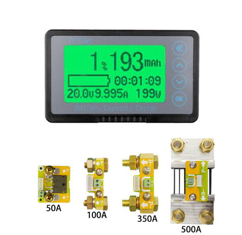 DC 50A 100A 350A 500A Coulomb Meter Battery Monitor Capacity Indicator Voltmeter ammeter Lithium Lead Acid 12v 24V 36v 48v CAR  ► Photo 1/1