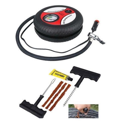 12V Portable Air Compressor Wheel 260psi Tyre Inflator Pump Car Auxiliary Tools Tire Inflation Pump With Tire Repair Tool ► Photo 1/6