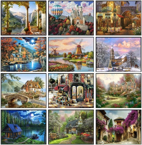 Embroidery Counted Cross Stitch Kits Needlework - Crafts 14 ct DMC Color DIY Arts Handmade Decor - Landscape 256x182 ► Photo 1/6