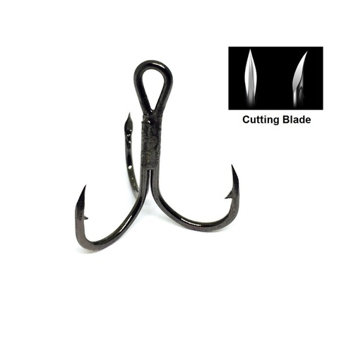 Size #8 #6 #4 #2 Black Nickle Round Bend Cutting Blade Forged High Quality Treble Fishing Hooks Fishing Tackle FH31HP30 ► Photo 1/6