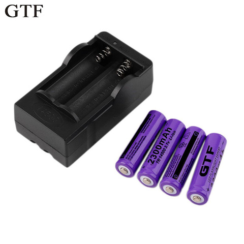 GTF 4pcs 14500 3.7V 2300mAh Rechargeable Li-ion Batteries For Flashlight + EU US Battery Charger New Color Purple Drop Shipping ► Photo 1/1