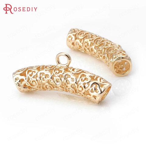 4PCS 31x8MM 24K Champagne Gold Color Plated Brass Cloud Curved Tube Charms Pendants Connector High Quality Jewelry Accessories ► Photo 1/4
