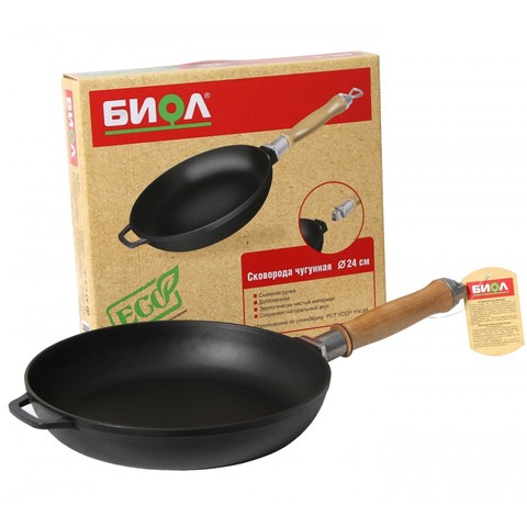 Frying pan cast iron with wooden hand  caucasian grill  coffee pot bowler pan frying pan mug 0120/22/24/26/28 ► Photo 1/5