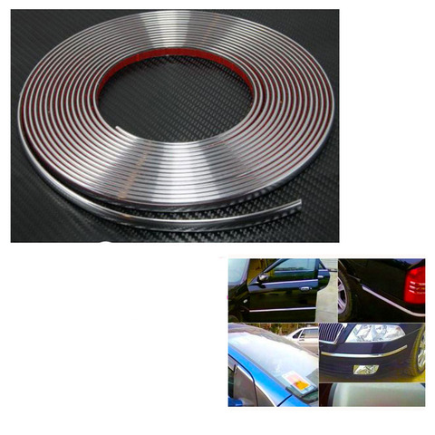 CHIZIYO 15M Silver Car Chrome Styling Decoration Moulding Trim Strip Tape Auto DIY Protective Sticker 8mm 10mm 12mm 15mm 20mm ► Photo 1/5