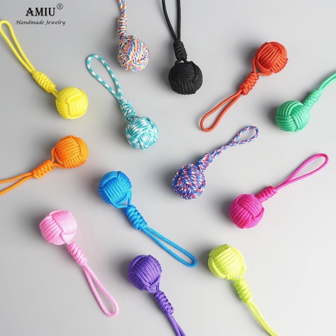 Amiu Handmade Monkey Fist Key Chain Braid Paracord Key Chain Car Keys Keychain Bag Handmade Rope Charm Hanger Pendant KeyChain ► Photo 1/6