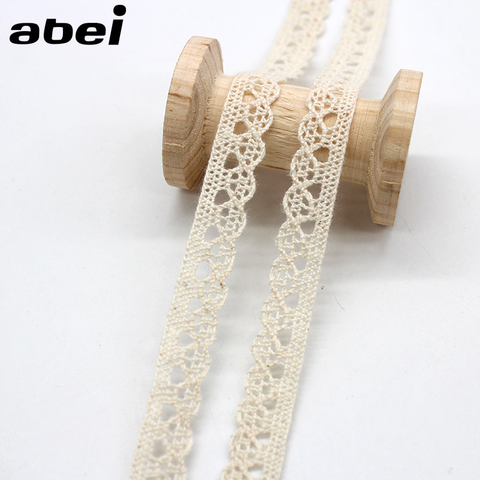 10yards/lot 9mm Knitting Embroidered Beige Lace Cotton Ribbon Sewing Craft diy Handmade Patchwork Child Colth Wedding Trim ► Photo 1/6