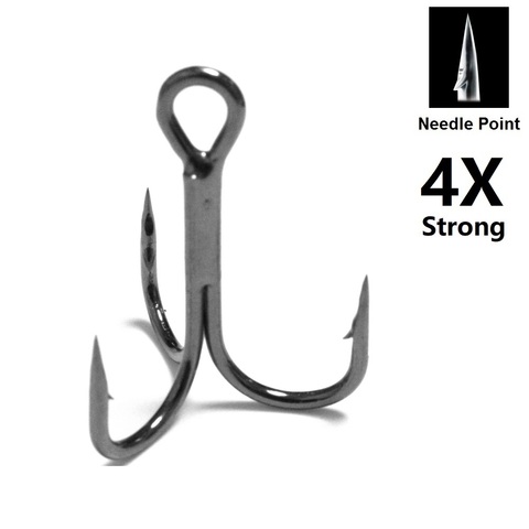 4X Strong Size #6 #4 #2 1/0 Black Nickle Round Bend Needle Point Forged High Quality Treble Fishing Hooks FH87HP30 ► Photo 1/6
