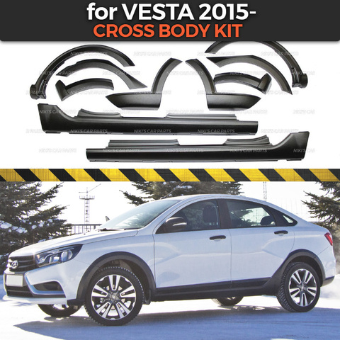 Cross body kit for Lada Vesta 2015- extensions fenders and side skirts 1 set / 10 pcs plastic ABS protection trim covers car ► Photo 1/6