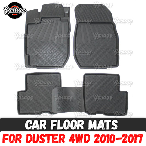 Car floor mats for Renault / Dacia Duster 4WD 2010-2017 rubber 1 set / 4 pcs or 2 pcs accessories protect of carpet decoration ► Photo 1/6
