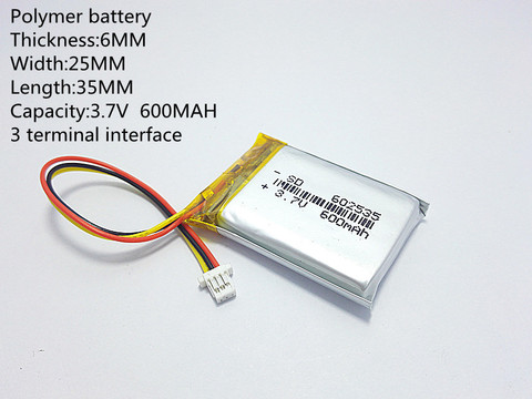 the video recorder 388 Capacity 600MAH model 582535 602535 P polymer thium battery 3 line 1.0MM 3pin connector ► Photo 1/6