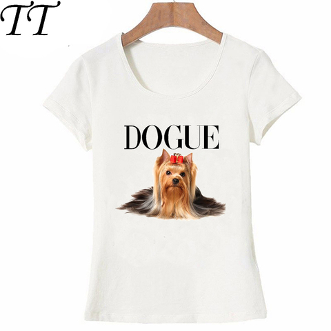 Hipster Yorkshire Terrier Dogue  T-Shirt Summer Punk Women T-Shirt Maiden Casual Funny Dog design Fashion Woman Tops ► Photo 1/2