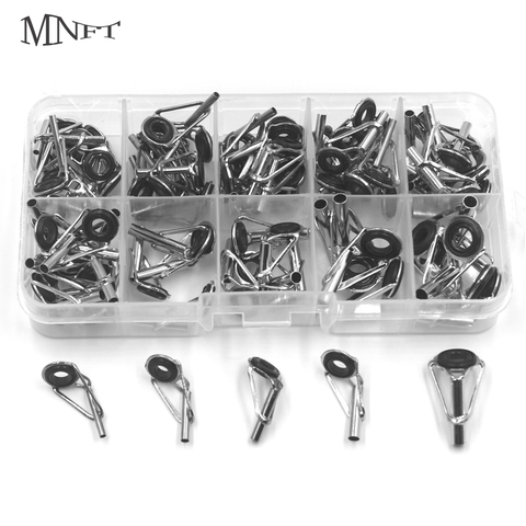 MNFT 80Pcs/Box size1-10# Spinning Rod Guides Fishing Rod Tips Stainless Steel Ceramics Guides Rings Spinning Pole Accessories ► Photo 1/6