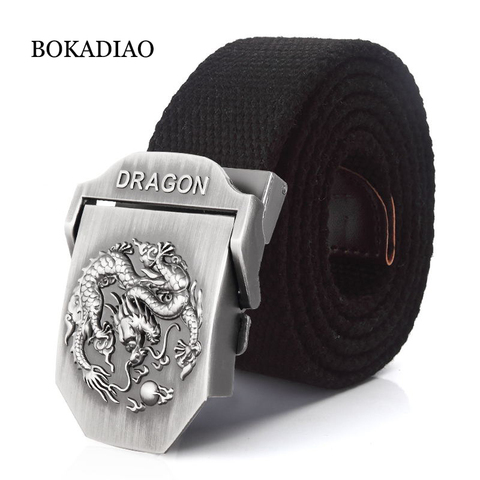 BOKADIAO Men&Women Military Canvas belt luxury Dragon Metal buckle jeans belt Army tactical belts for women waistband strap male ► Photo 1/6