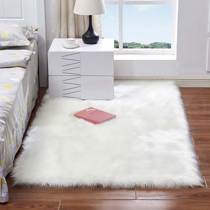 Carpet White Faux Fur Rug Bedside Rugs, Fur Area Rug