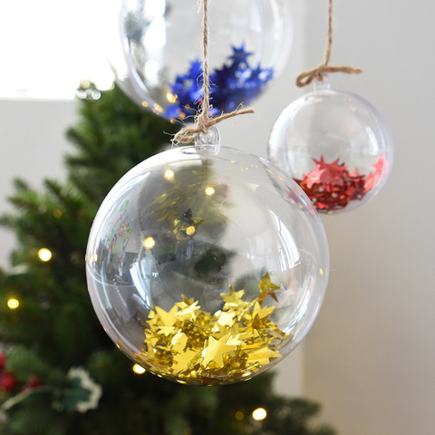 10 Pairs 4/5/6cm Transparent Open Plastic Christmas Decorations Ball Clear Bauble Ornament Gift Present Box Decoration ► Photo 1/6