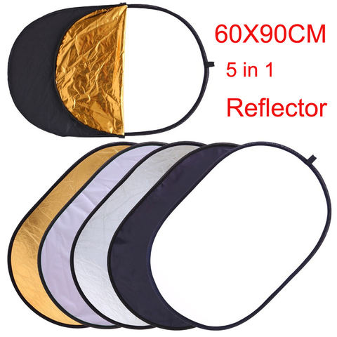 60x90CM 5 IN 1 Collapsible Photography Reflector Photo Studio Photo Oval Reflecotor Photographic Lighting Reflector Drop Ship ► Photo 1/6