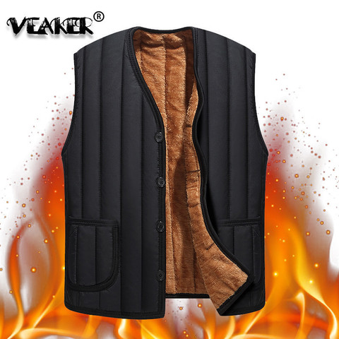 2022 Men's Black Fleece Vest Winter Sleeveless Outerwear Warm Fleece liner Vests Plus Size 3XL ► Photo 1/6
