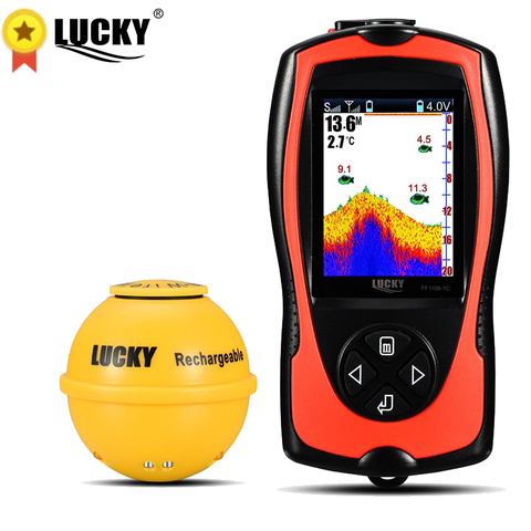 Russian menu! LUCKY FF1108-1CWLA Rechargeable Wireless Remote Sonar Sensor 45M water depth High Definition LCD fishing finder ► Photo 1/6